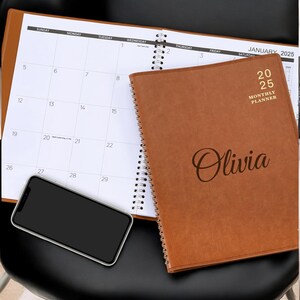 Personalized 2025 PLANNER CALENDAR Leather Organizer Notepad Notebook Gift for Him Dad Men Her Women Mom Teacher Birthday Custom Engraved