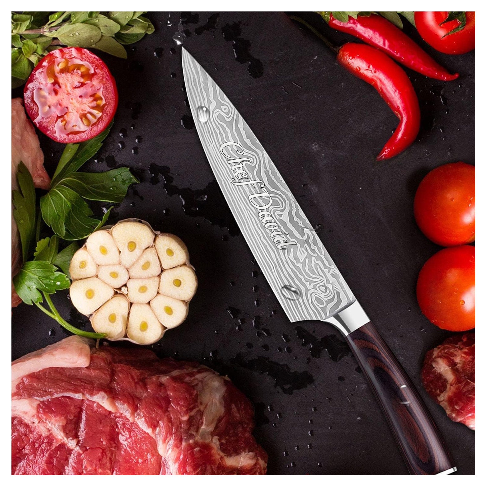 Personalized CHEF KNIVE SET Custom Engraved Chefs Knife Knives