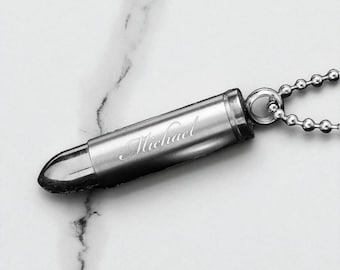 Collar de urna de bala personalizado, joyería de cremación para hombres y mujeres, recuerdo de cenizas humanas, pelo de perro y gato, memorial de mascota, impermeable, grabado personalizado