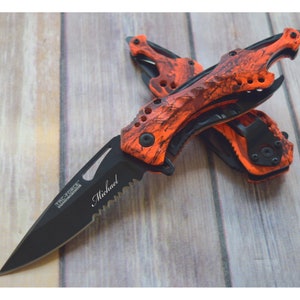 Personalized POCKET KNIFE for with Clip Knives Camo Groomsmen Gift for Him Dad Men Gift Multitool Military Orange Fishing Birthday
