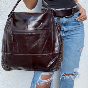 Echte natürliche 100% Soft Top Leder Frau Tasche Design Dunkelbraun Tote Handtasche Lady Stil Umhängetasche Vintage