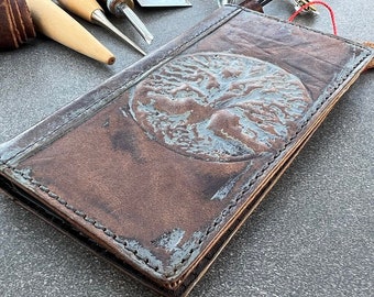 Handmade Leather For Galaxy Galaxy Wallet Case: Tree of Life EmbossedChristmas gift