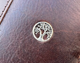 Handmade Leather Galaxy Phone Wallet Case: Tree of Life JewelChristmas gift