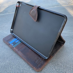 Custodia in vera pelle per Apple iPad Pro 12.9 10.9 (2015) con copertina rigida, supporto per borsa, magnetico, marrone vintage, slot per carte, sottile A1584, A1652