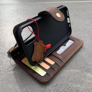 Echtes Echtleder für Apple iPhone 11 Pro Hülle Vintage Brieftasche Kreditkartenhalter Buch Luxus Style Schlank kabelloses Aufladen Handmade