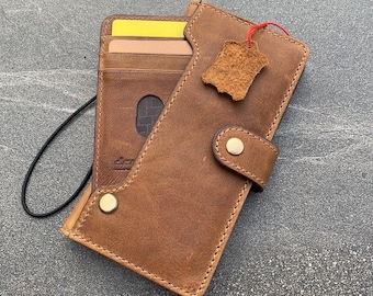 Handmade Tan Leather Wallet Case for Galaxy Note 20