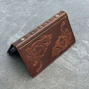 Custodia in vera pelle ARICHI Portafoglio per Samsung Galaxy s24 s23 s22 s21 s20 Ultra Fe Note 9 8 10 A71 A12 A31 Libro della Bibbia Decorazioni con timbri
