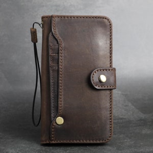 Echte natuurlijke lederen tas voor Apple iPhone 12 PRO Boek Portemonnee Vintage Art ID-venster Creditcards Soft Cover volnerf