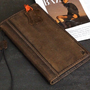 ARICHI Wachs Vintage Distressed Ledertasche für Apple iPhone 11 12 13 14 15 16 Pro Max 7 8 plus SE XS Cover Wallet Craft Retro Style