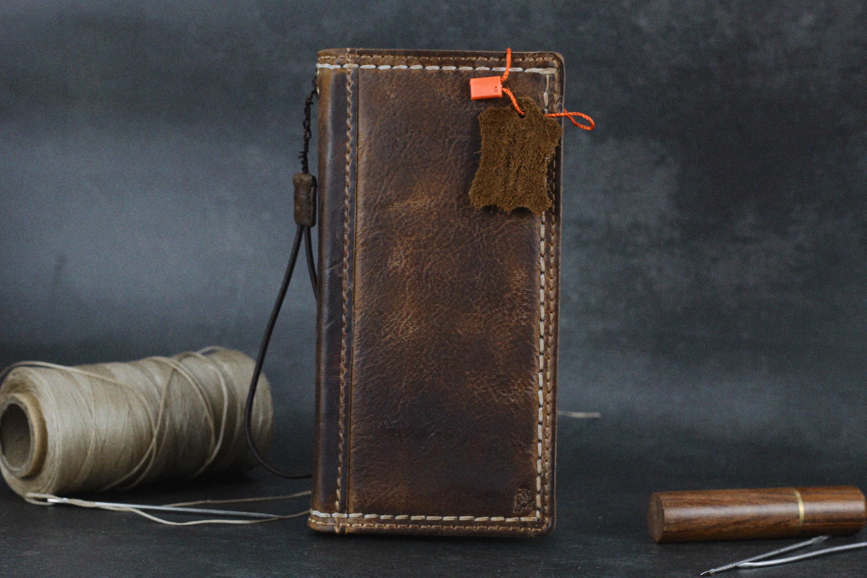 ARICHI Genuine Tan Sand Wax Leather Case For Apple iPhone 11 12 13 14 15 16 Pro Max 6 7 8 plus SE XS Book Cover Wallet Hand sewing stitching