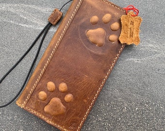 Genuine Leather For Apple iPhone 11 12 13 14 15 16 Pro Max 6 7 8 plus SE XS Case Wallet Book Cover Wireless Design Dog Bear Tan Mini Special