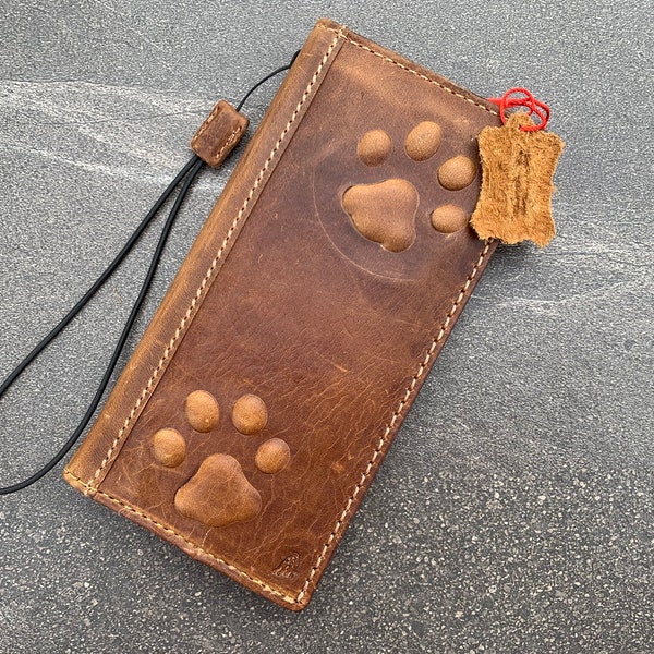 Genuine Leather For Apple iPhone 11 12 13 14 15 Pro Max 6 7 8 plus SE XS Case Wallet Book Cover Wireless Design Dog Bear Tan Mini Special