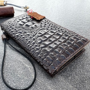 ARICHI Krokodilleder Ledertasche für iPhone iPhone 11 12 13 14 15 16 Pro Max 6 7 8 plus SE XS - Polierte Luxus-Cover Buch Kartenfächer