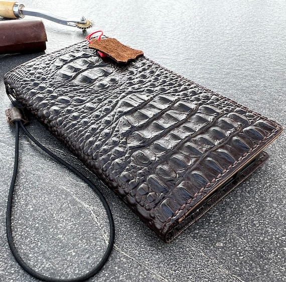 Embossed Crocodile Leather iPhone Case: Luxury Wallet Cover with Card SlotsChristmas gift