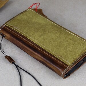 Custodia ARICHI in pelle marrone vintage fatta a mano per Samsung Galaxy Z Fold 6 5 4 3 2, in pelle scamosciata verde, con tasca magnetica staccabile