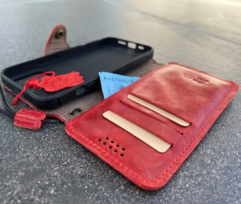 Genuine Leather Case Red for Apple Iphone 11 12 13 14 Pro Max Etsy