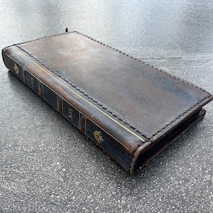 Echtes Vintage Leder Brieftasche Hülle für Apple iPhone 6 7 8 11 12 13 14 15 16 Pro Plus XS Max SE Buch Cover Ein altmodisches Buch Style Ari