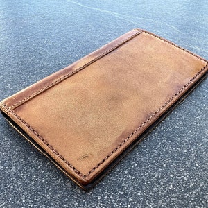 Funda de piel auténtica color canela para Apple iPhone 11 12 13 14 15 Pro Max 6 7 8 plus SE XS Funda tipo cartera con diseño de tarjetas estilo libro vintage al óleo brillante