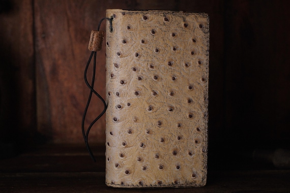 Handmade Ostrich Leather For iPhone Wallet Case, Full Grain Vintage Cover