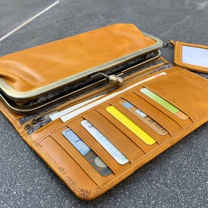 Genuine Real Leather Woman Handmade Vintage Purse Tote Wallet Card Female Clutch Magnetics Soft Zipper ID Coins Tan