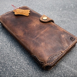 Funda de piel auténtica para Apple iPhone 11 12 13 14 15 16 Pro Max 6 7 8 plus SE XS Funda estilo libro vintage con acabado encerado pulido