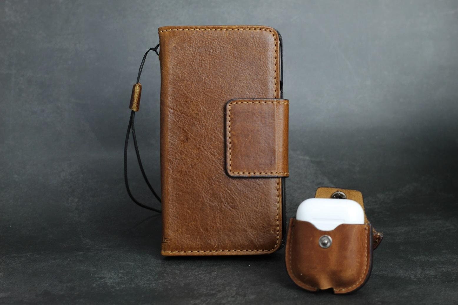 Genuine Leather Case for Google Pixel 7 6 8A 9 pro XL Fold Book Wallet Magnetic Closure Holder Tan Airpods Stand Luxury 5G wireless Charging