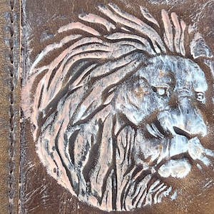 Handmade Lion Embossed Leather Wallet Case for Samsung Galaxy