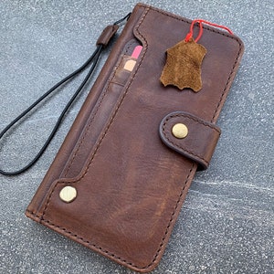 Funda de piel auténtica para Samsung Galaxy Note 20 Ultra 5G, funda tipo libro, hecha a mano, de goma, con cargador inalámbrico, diseño empresarial