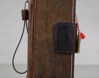 Handmade Ostrich Suede Leather Wallet Phone Case: For Galaxy GalaxyChristmas gift