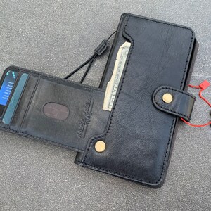 Funda de cuero negro genuino para Samsung Galaxy S21 Ultra FE Funda para tarjetas de identificación Billetera Libro Arte inalámbrico