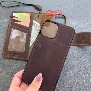 Étui en cuir véritable pour Apple iPhone 12, étui portefeuille, cartes magnétiques amovibles, design luxueux