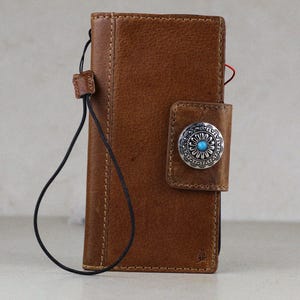 Handmade Tan Leather OnePlus Wallet Case: Vintage Waxed, Jewelry CharmerChristmas gift