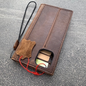 Funda de piel auténtica para iPhone 11 Pro de Apple, funda estilo vintage con diseño de cartera, tarjetero, tarjetero, funda fina con carga inalámbrica