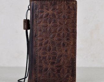 Handmade Vintage Brown Leather Samsung Galaxy Case S24 Ultra S25 S23 S22 S21 S20 FE Note 10 9 A71 A52 Ornate Design Card Slots ARICHI