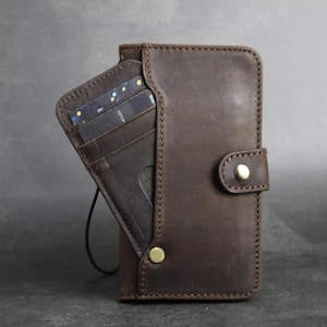 Custodia a portafoglio classica in vera pelle ARICHI per Vivo X Fold Fold3 Pro Fold2 Fold+, vintage, fatta a mano, con scomparti per carte rotanti.