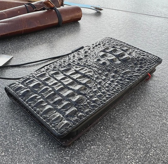 Vivo X Fold用ハンドメイドブラックレザーウォレットケース