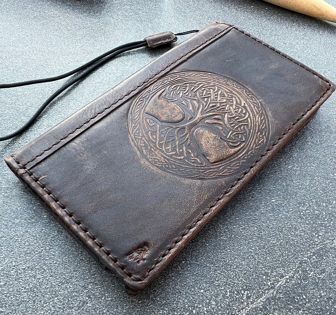 Genuine Leather Case Wallet For Samsung Galaxy s25 s24 s23 s22 s21 s20 Ultra Fe Note 8 9 10 A71 A52 A12 A31 A32 A56 Stamping Tree Of Life
