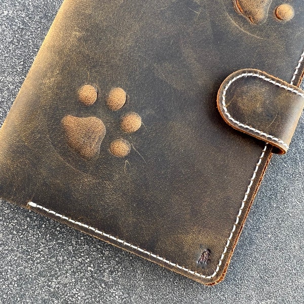 Echtleder Tasche für Apple iPad Mini 4 5 6 Abdeckung Handgemachte Karten Steckplätze Hund Pfote Luxus Vintage Löwe Bär Stil Ari