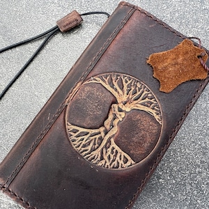 Genuine Leather Case For Apple iPhone 11 12 13 14 15 Pro Max 6 7 8 plus SE XS Art Cover Wallet Book Style Stamping Tree of love Vintage
