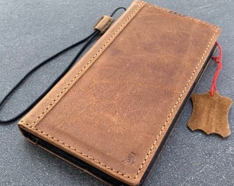 Genuine Leather For Apple iPhone 11 12 13 14 Pro Max 6 7 8 plus SE 2020 XS Book Wallet Classic Style ID Window Slots Soft Cover Full Grain
