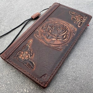 Funda de piel auténtica tipo cartera para Samsung Galaxy S23, S22, S21, S20 Ultra, Note 8, 9, 10, 20, 21, A71, A52, A53, A12, A31, A32, con decoración rosa.