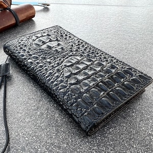 Custodia in vera pelle nera per Samsung Galaxy Z Fold 3 4 5 6 7, custodia a libro, portafoglio, porta carte, stampa coccodrillo.