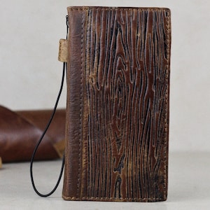 Étui en cuir véritable fait main pour Google Pixel 4 4A 5 5A 6 6A 7 8 8A 9 Pro XL Fold, style portefeuille style tronc d'arbre en relief par ARICHI