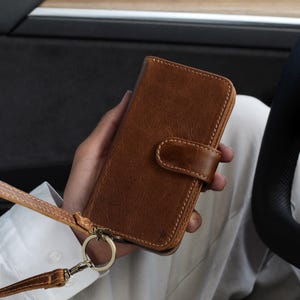 Étui en cuir véritable pour Apple iPhone 14 12 Pro Max Plus, mini pochette, carte de crédit, livre magnétique, beige, support amovible