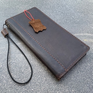 Funda de piel auténtica oscura ARICHI para Galaxy S25 Edge, S24, S23, S22 Fe Ultra Plus, tipo cartera, libro, tarjeta de crédito, inalámbrica, de grano completo, de lujo, hecha a mano.