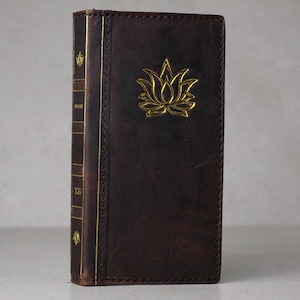 ARICHI Étui portefeuille Samsung Galaxy en cuir marron fait main avec fentes pour cartes en relief Lotus pour Galaxy S25 S24 S23 S22 S21 Ultra Note FE A56