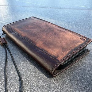 Motorola Leather Case Book Style – Handmade Classic Vintage Dark Wallet Cover for Razr Plus, Edge 50, G Stylus by ARICHI