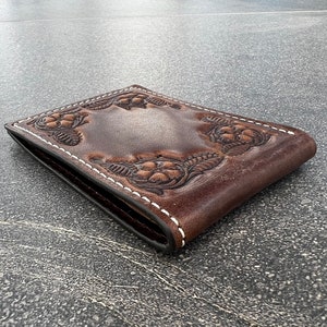 Portafoglio in vera pelle con porta carte di credito, porta banconote, porta monete di lusso, design retrò, fiori vintage Ari