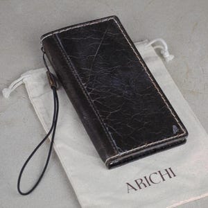 Funda tipo cartera de cuero genuino ARICHI hecha a mano para Google Pixel 9, 9A, 8, 8A, 7, 6, 5, 4 Pro XL, plegable, estilo vintage, cosida a mano, con ranuras para tarjetas.