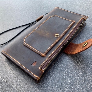 ARICHI Handmade Leather Samsung Galaxy Case, Zipper Wallet Card Slots Cover for S25 Edge, S24, S23, S22, S21, S20 Note 20, A71, A53, A12